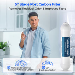 iSpring filtro alcalino en detalle que remineraliza agua para mejor sabor