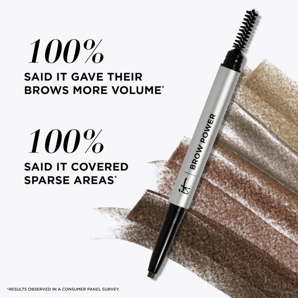 IT Cosmetics producto en uso sobre modelo mostrando cejas definidas
