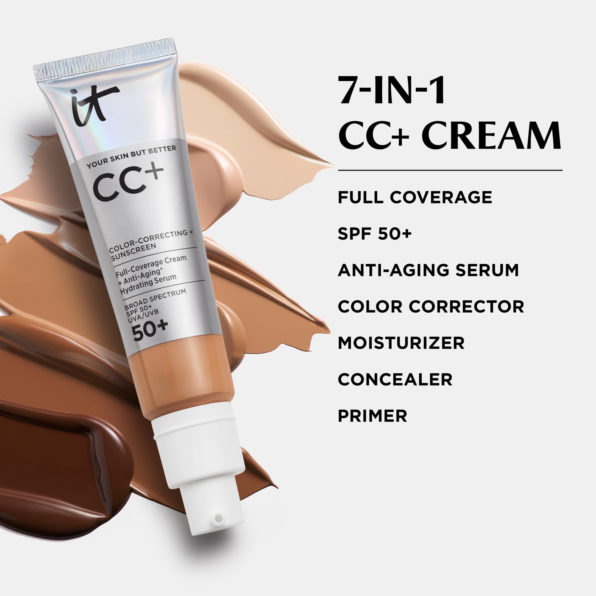 IT Cosmetics primer plano del acabado natural y luminoso de CC+ Cream Light