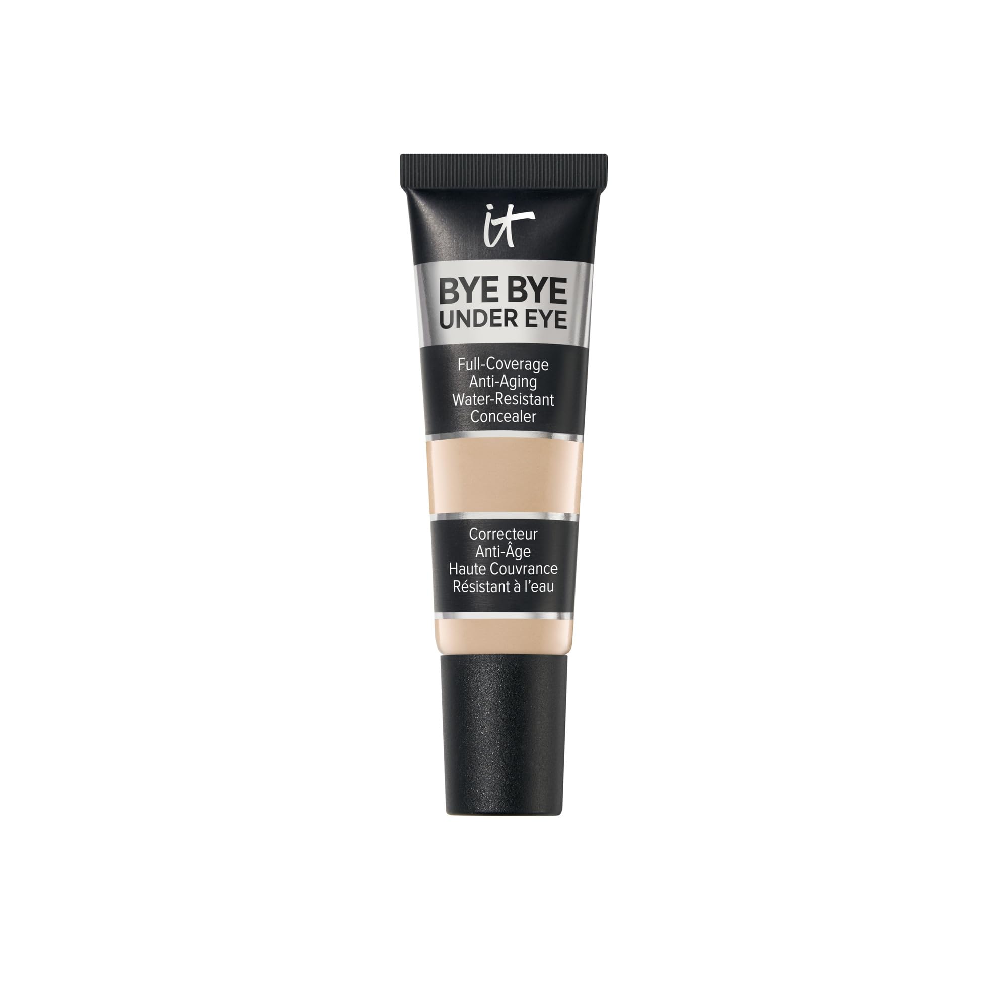 IT Cosmetics vista frontal del corrector mostrando envase y tono, cobertura confiable