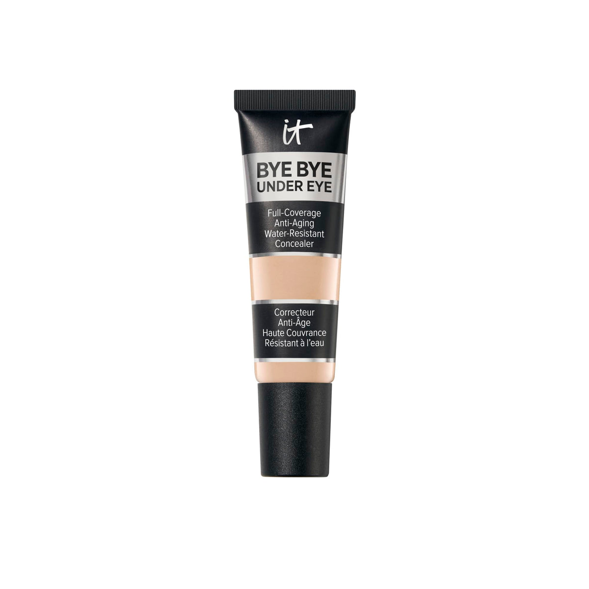 IT Cosmetics vista frontal del corrector mostrando envase y tono, cobertura confiable