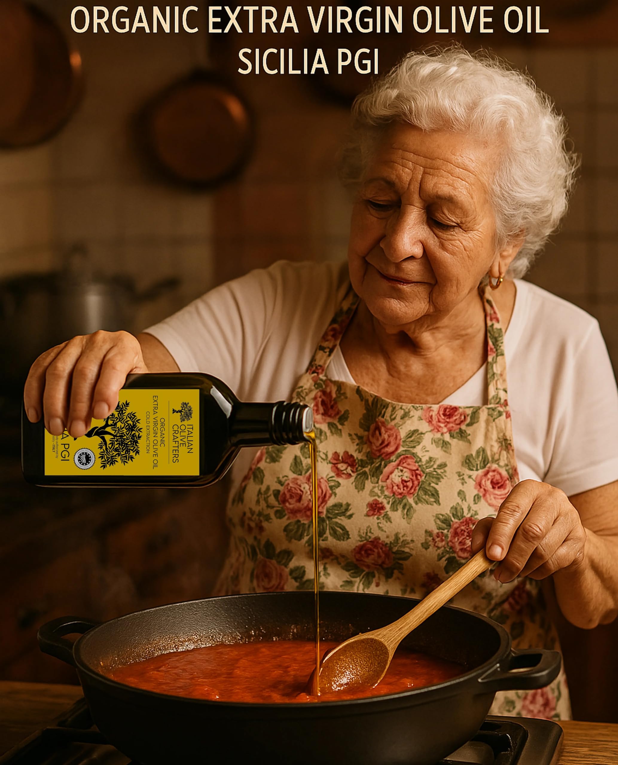 Italian Olive Crafters aceitunas en árbol en colina siciliana, trazabilidad