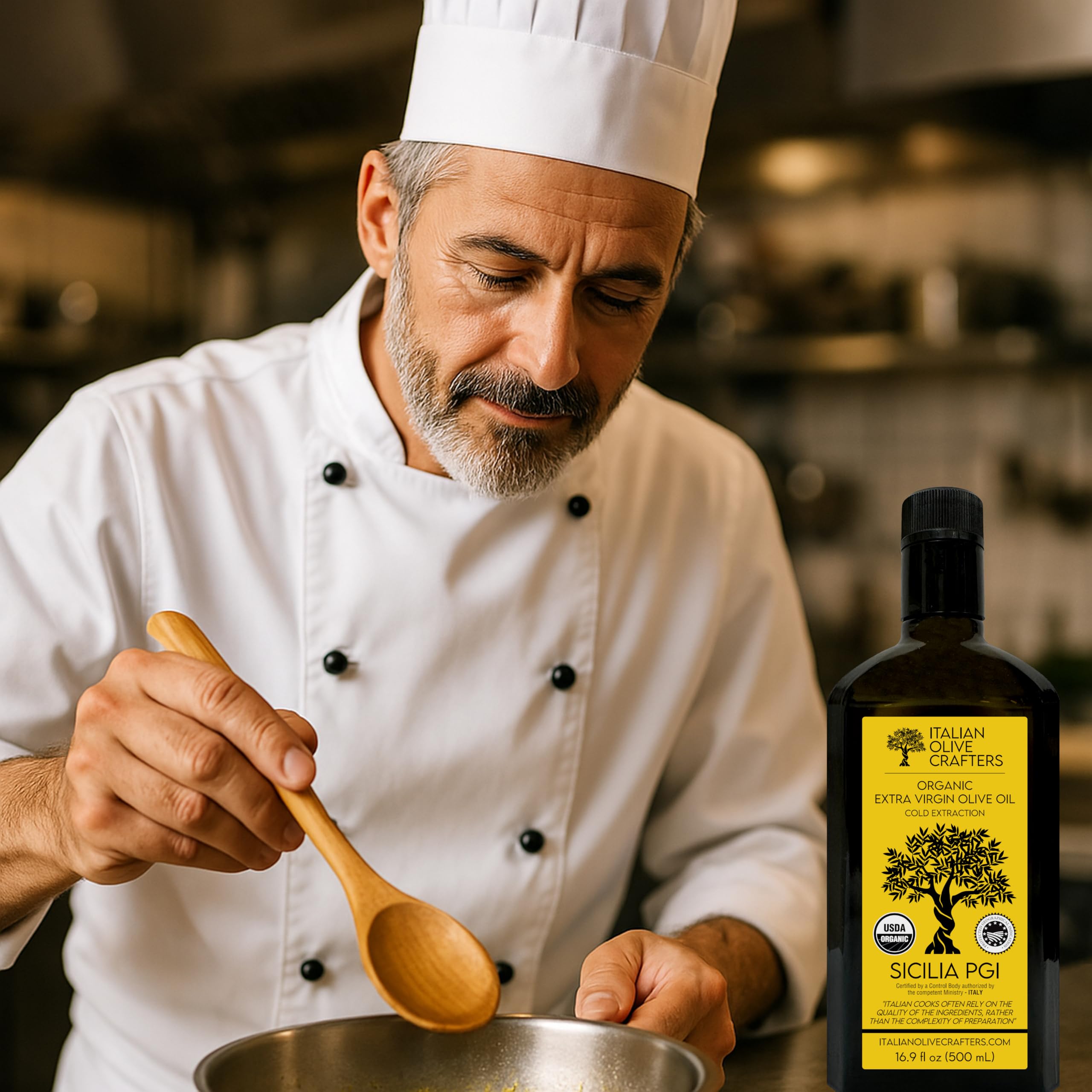 Italian Olive Crafters botella en cocina moderna como aceite de uso diario