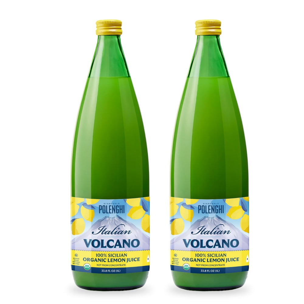 Italian Volcano vista frontal de botella 1L mostrando etiqueta orgánica y tamaño práctico