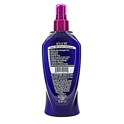 It's a 10 Haircare spray en detalle mostrando textura ligera beneficios