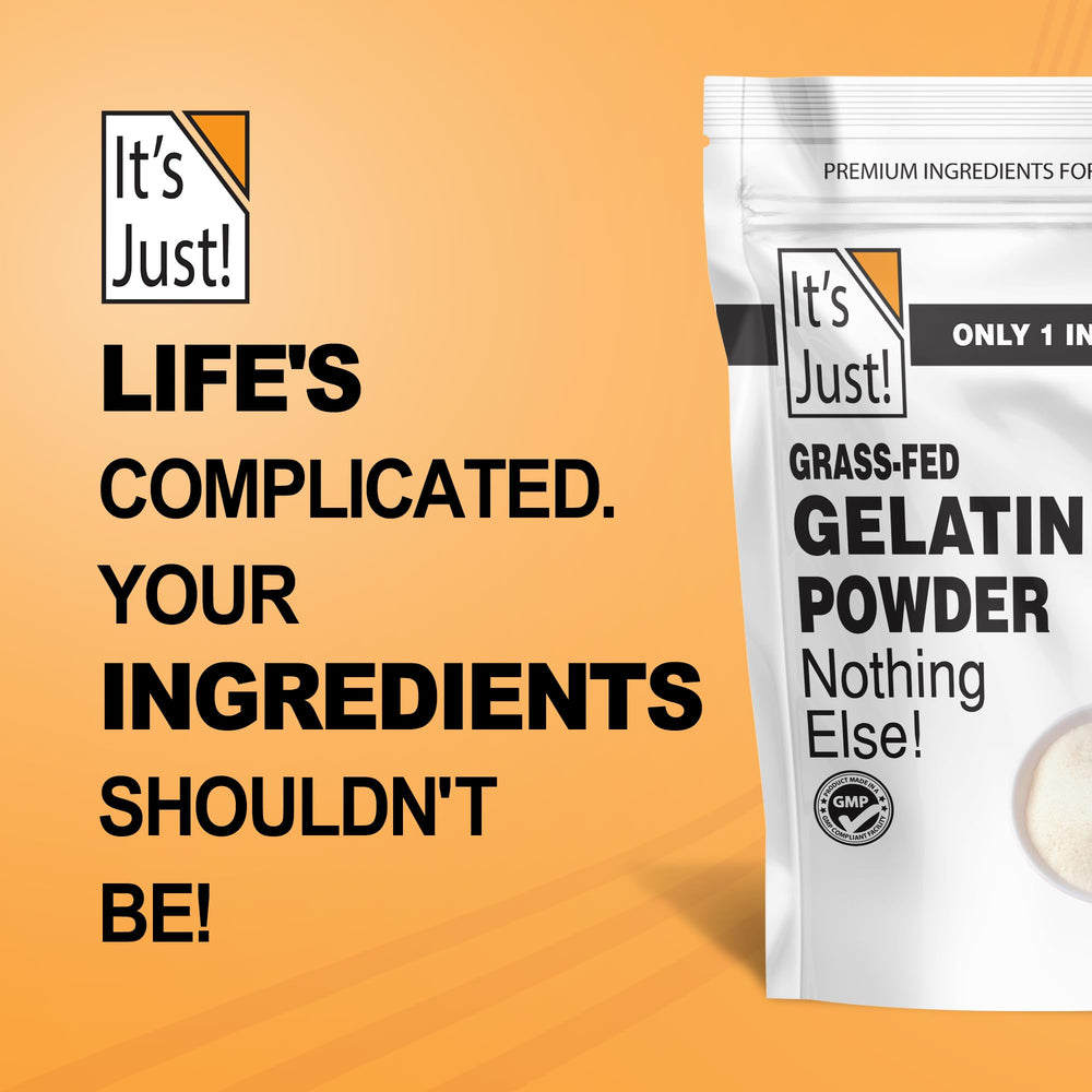 Escena de cocina con It’s Just gelatina y utensilios, mostrando uso práctico