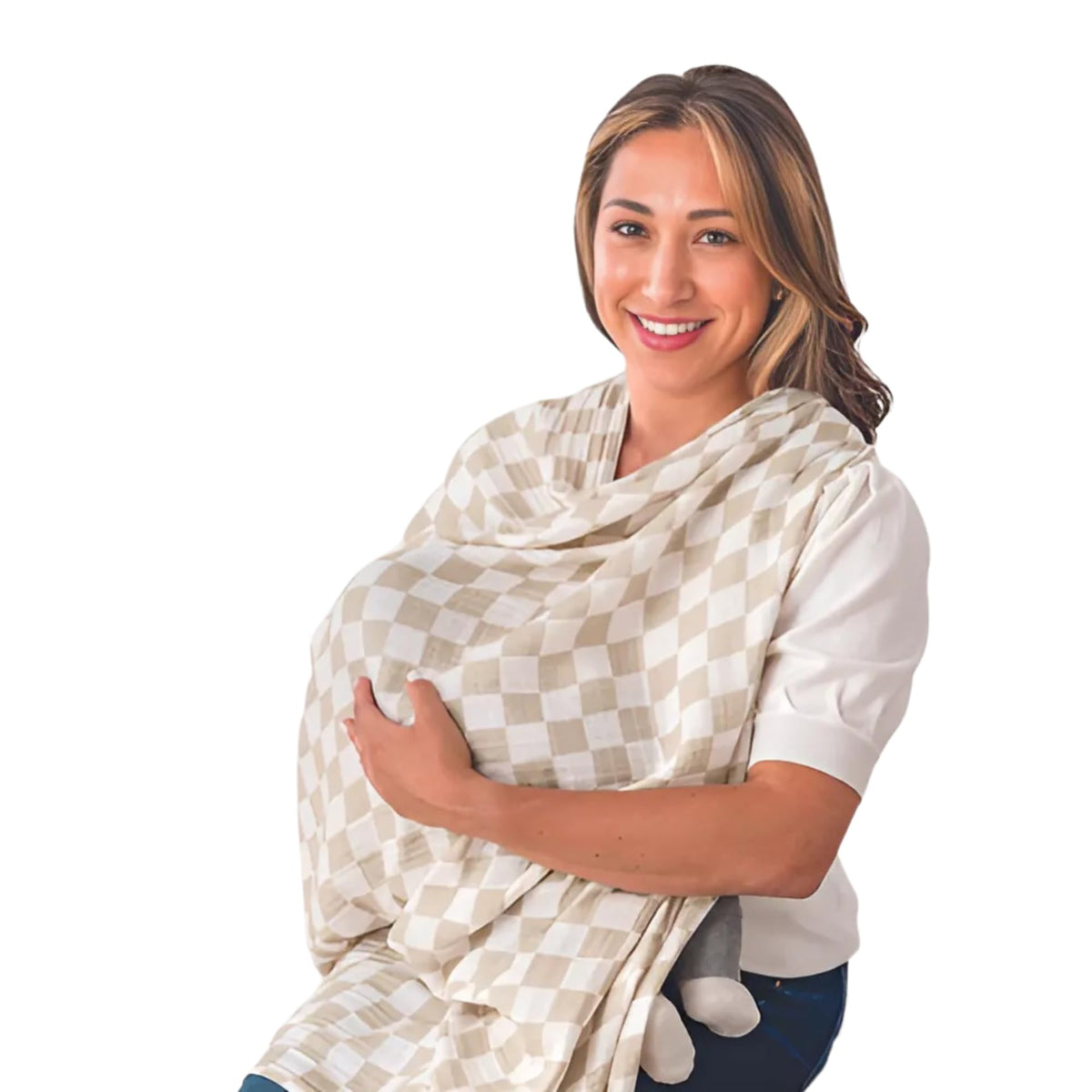 Itzy Ritzy vista frontal del producto checkerboard útil para viajes