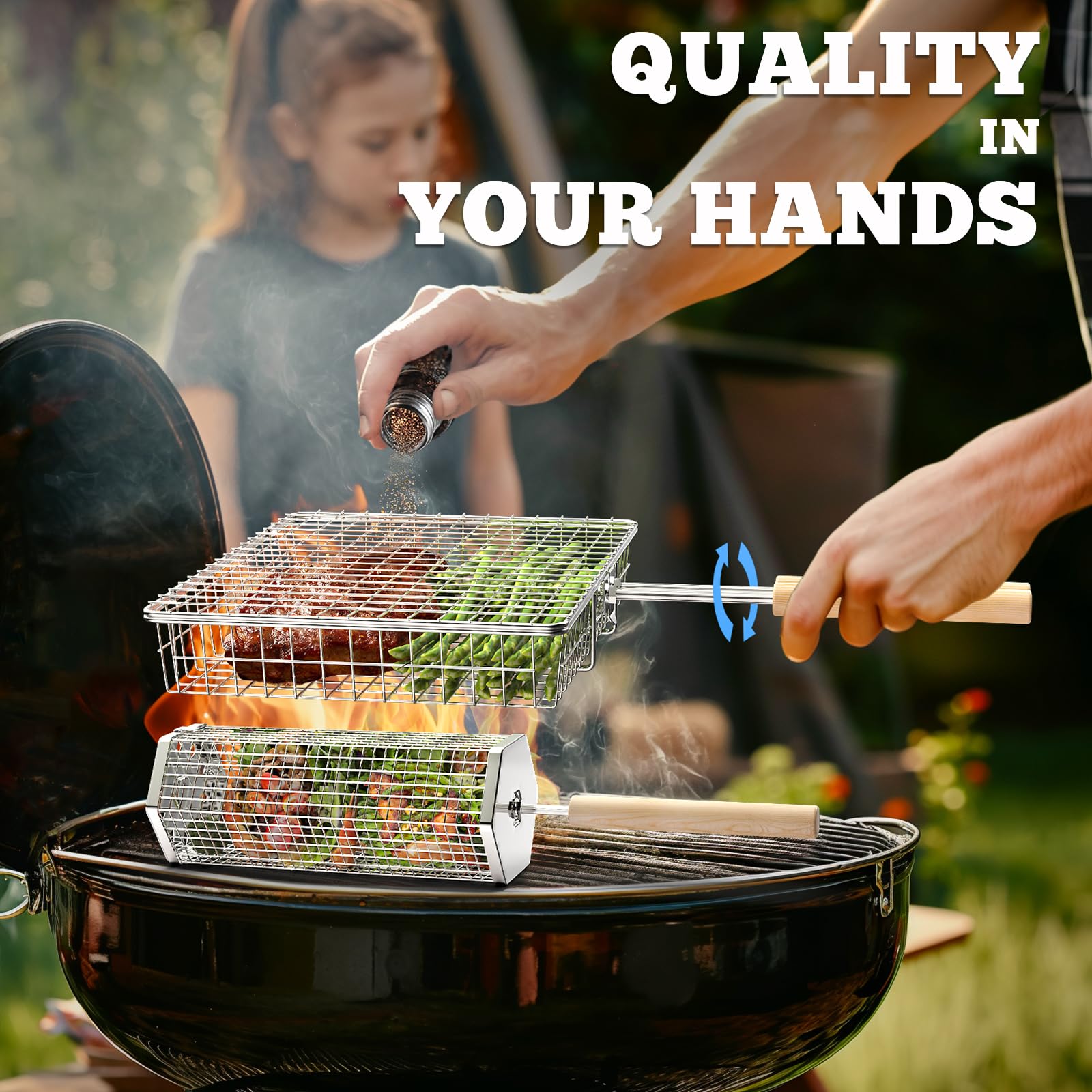 Ivtivfu hexagon basket texture holding vegetables securely on grill