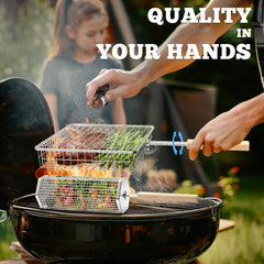 Ivtivfu hexagon basket texture holding vegetables securely on grill