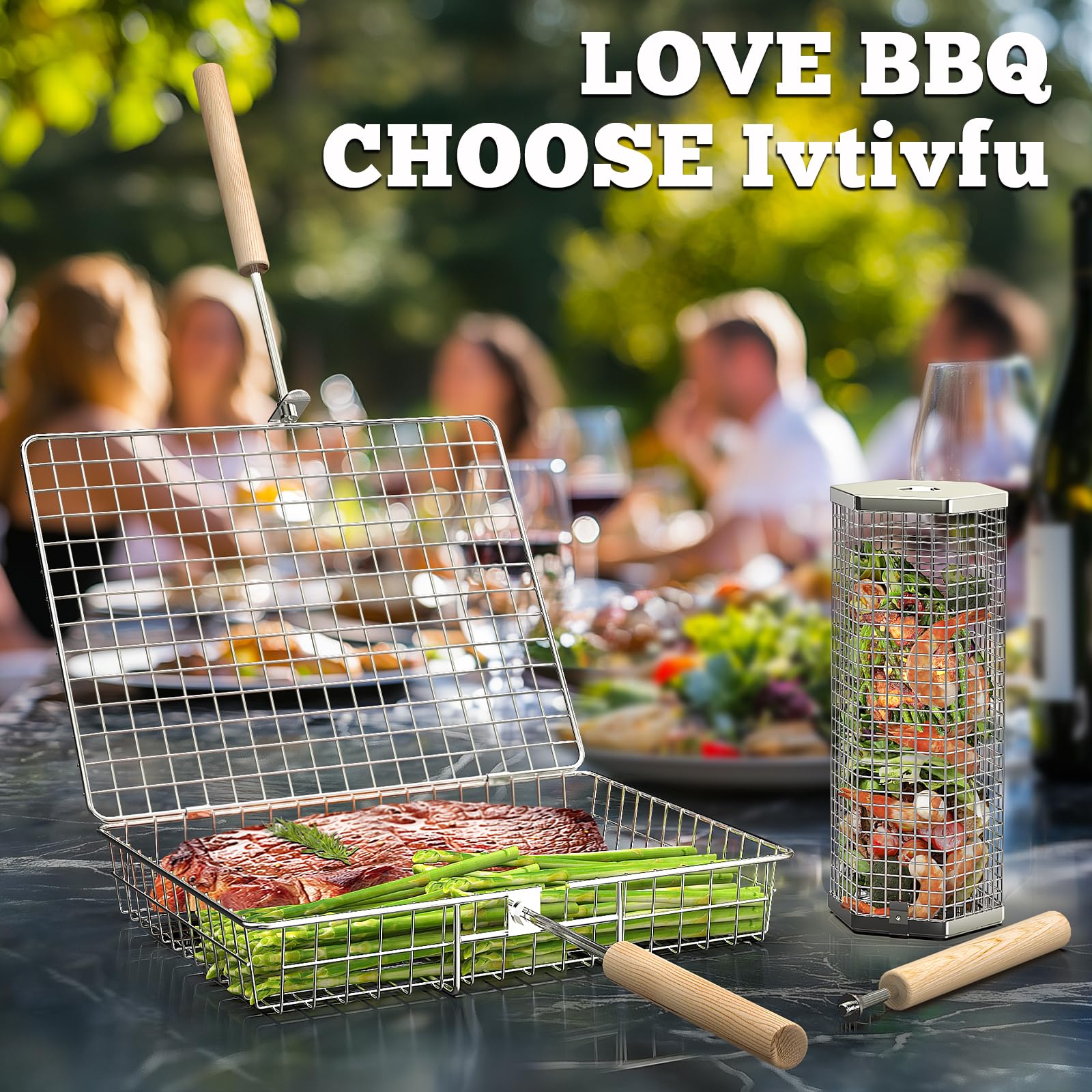 Ivtivfu baskets size comparison with spatula shows compact portable advantage
