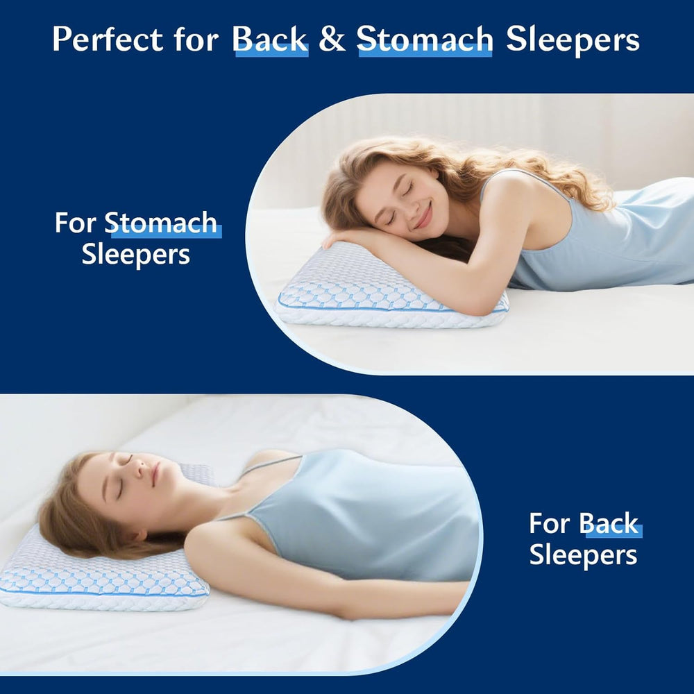 Iwacool dos almohadas apiladas mostrando opciones de altura ajustable fácilmente