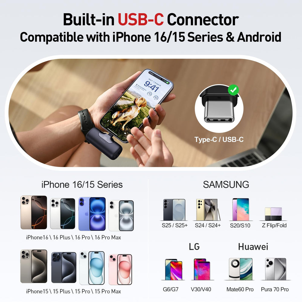 iWALK conector USB-C integrado mostrando conexión segura y rápida