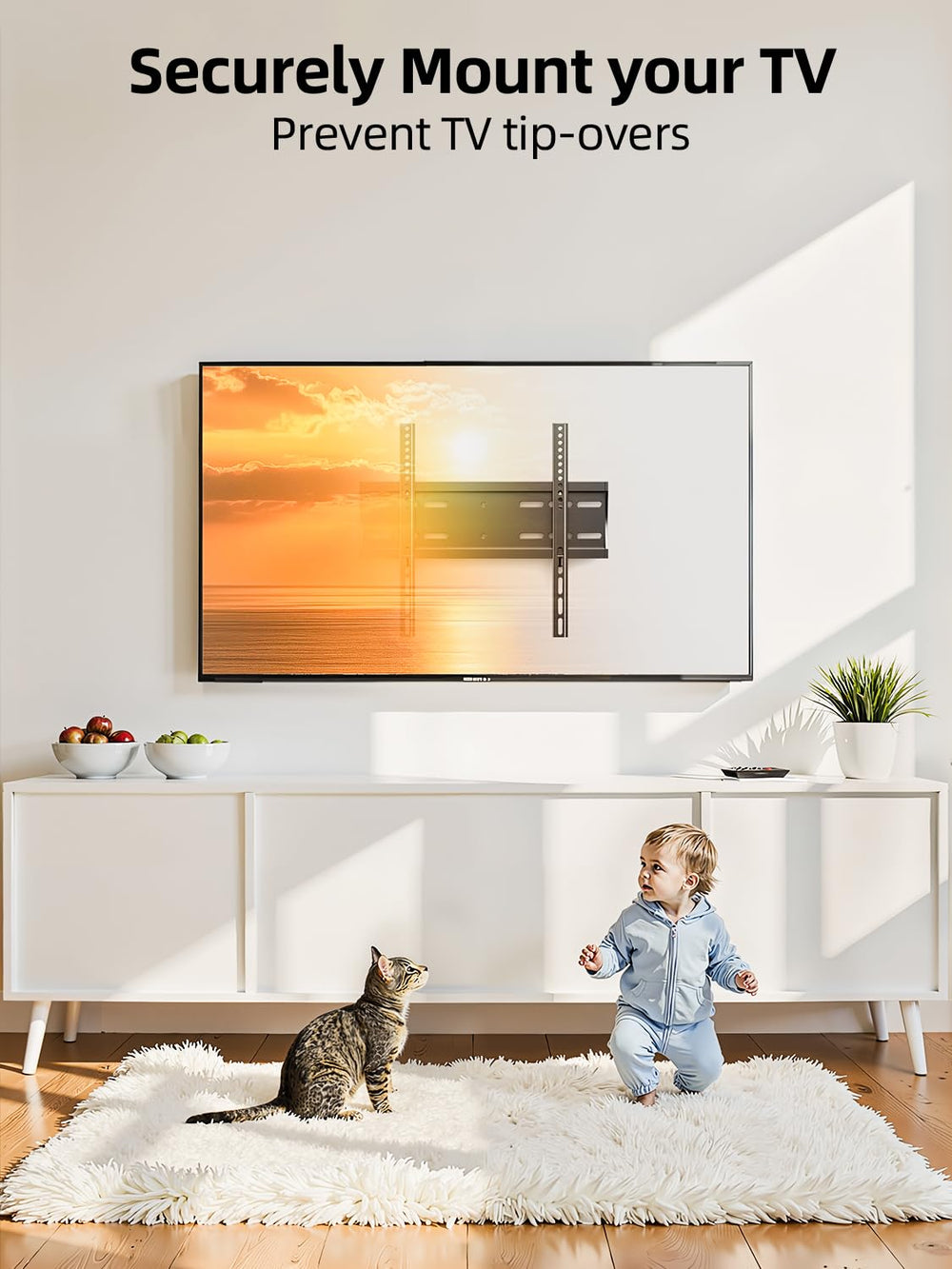 IWORKBOARD comparación de tamaño con televisor, compatibilidad VESA clara