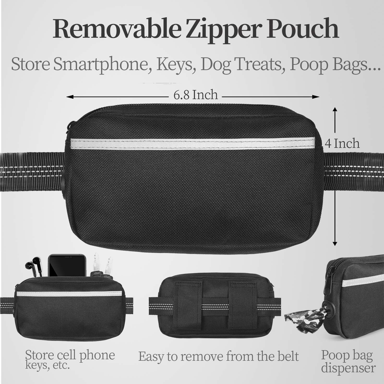 iYoShop bolsillo con cremallera desmontable mostrando espacio para móvil y llaves