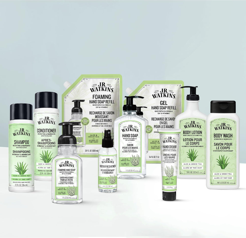 J.R. Watkins etiqueta con ingredientes y sello Leaping Bunny que aporta confianza