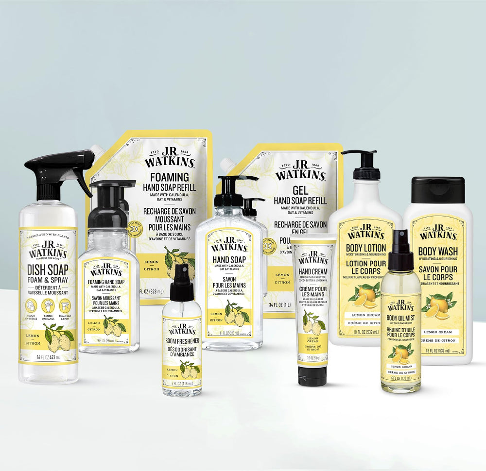 J.R. Watkins etiqueta con ingredientes naturales y beneficios claros