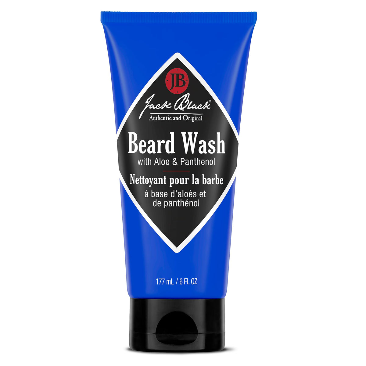 Jack Black envase frontal de Beard Wash mostrando limpieza y suavidad visible