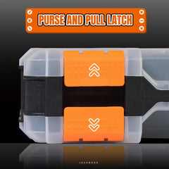 Jack Boss sliding divider detail showing customizable storage benefit