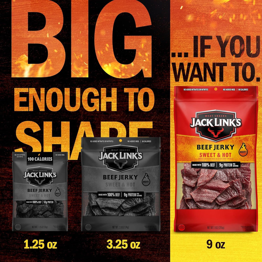 Jack Link's etiqueta de ingredientes destacando carne 100% real y transparencia