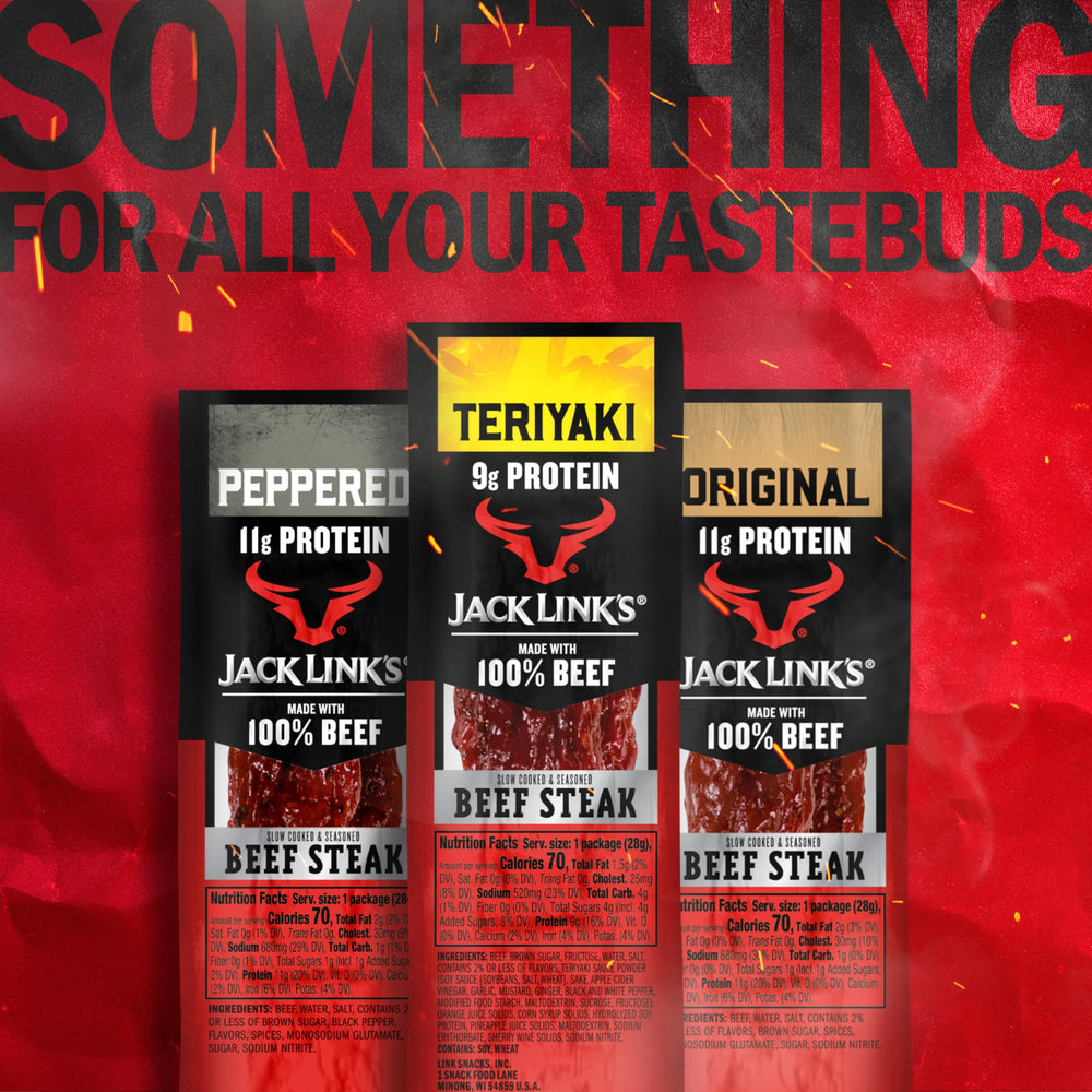 Jack Link's filetes en entorno de camping listos como snack proteico