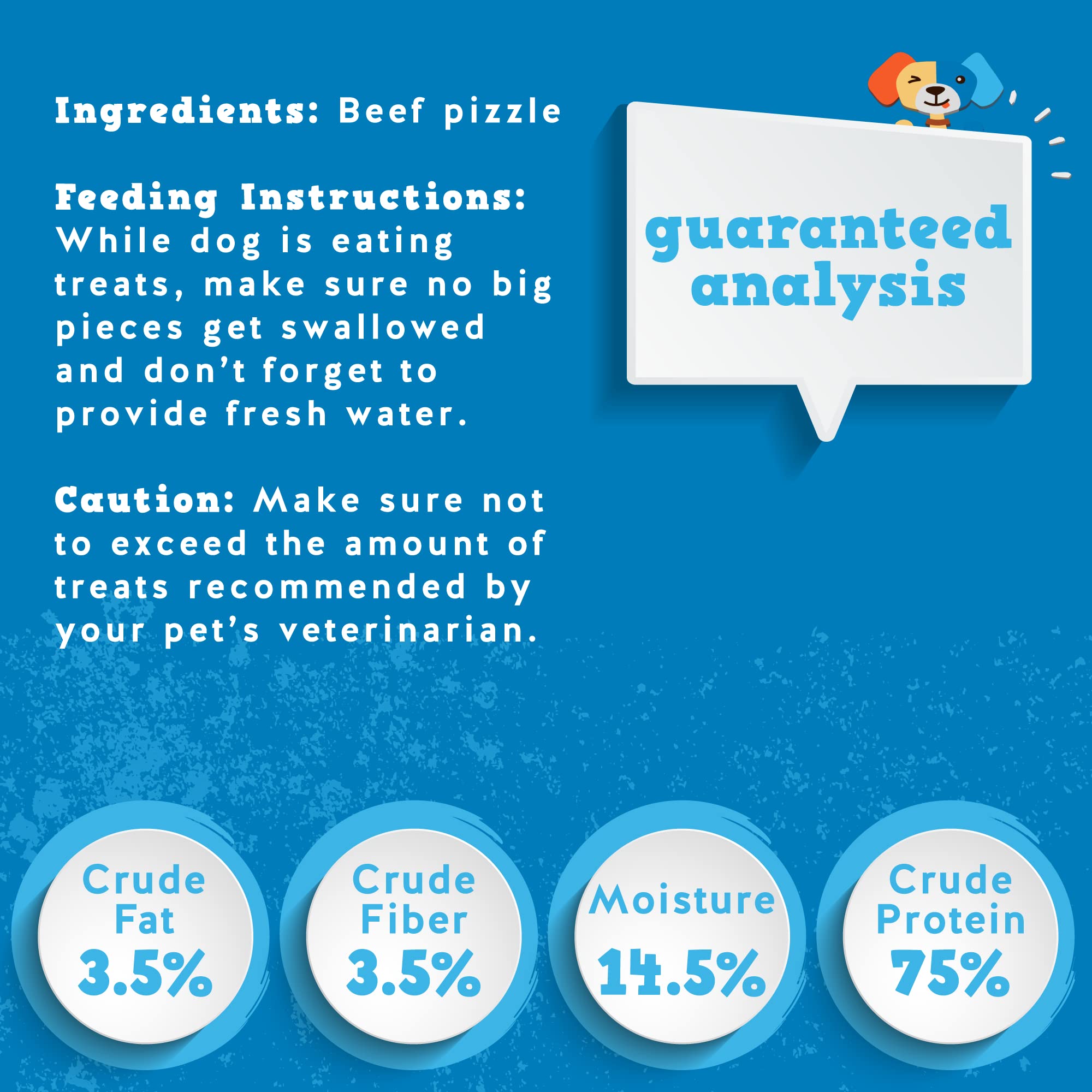 Jack&Pup etiqueta de ingredientes destacando pizzle 100% natural sin aditivos