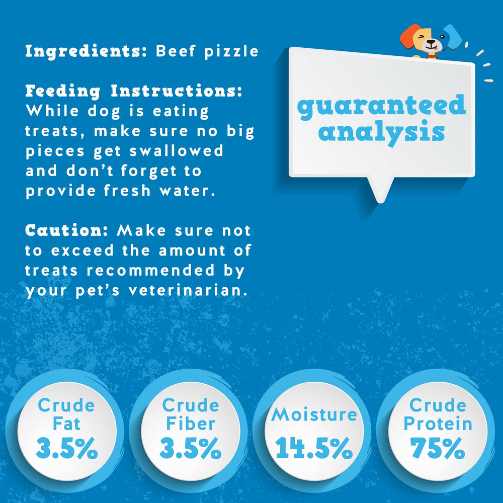Jack&Pup etiqueta de ingredientes destacando pizzle 100% natural sin aditivos