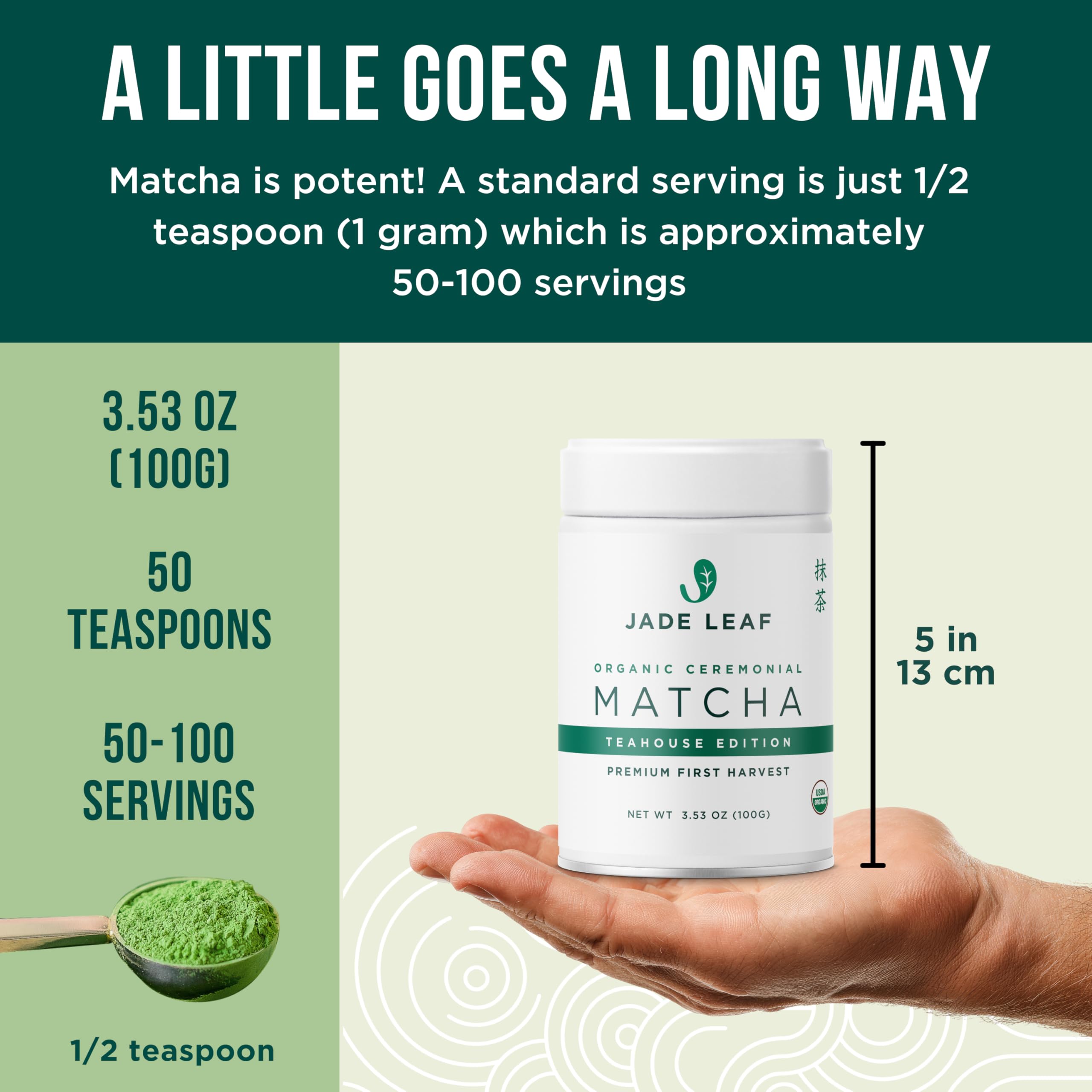 Jade Leaf cuchara medidora con polvo para porciones exactas