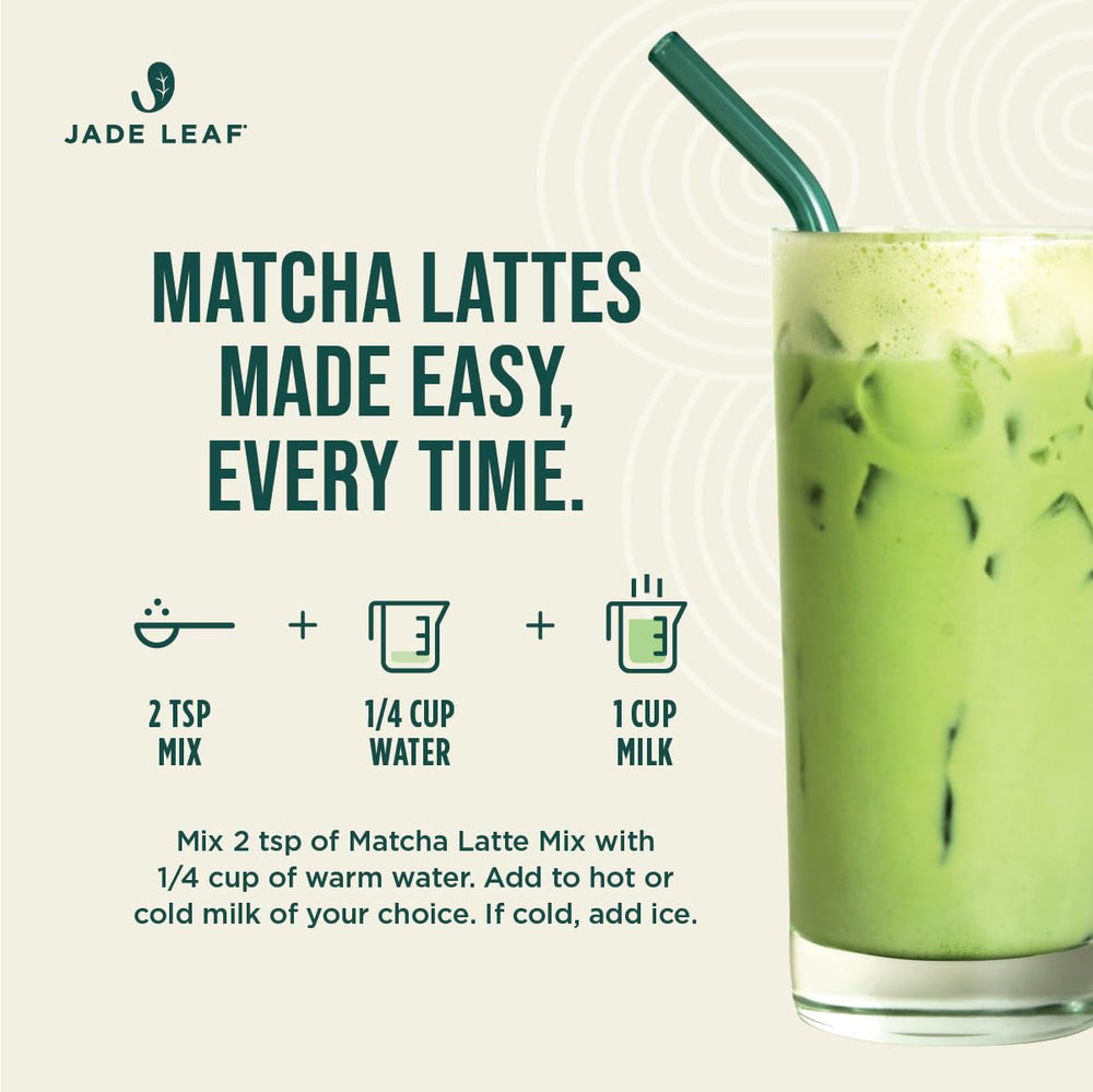 Jade Leaf Matcha latte en taza con espuma cremosa lista para beber