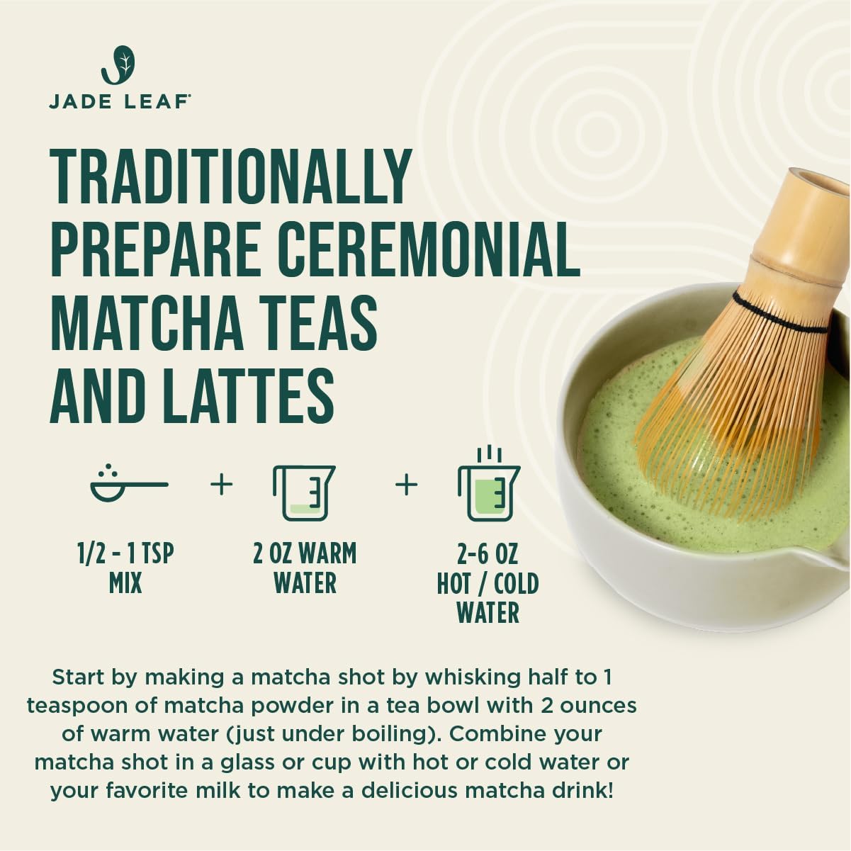 Jade Leaf matcha latte espumoso listo para beber con beneficio energético