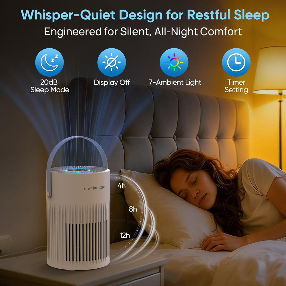 Jafanda Air encendido en modo sueño 20dB para noches tranquilas y relajación