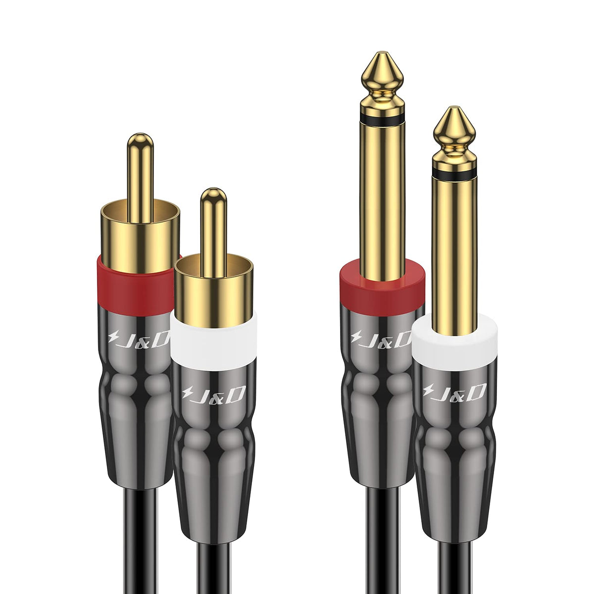 J&D frontal con conectores 1/4" TS y RCA, conexión fiable