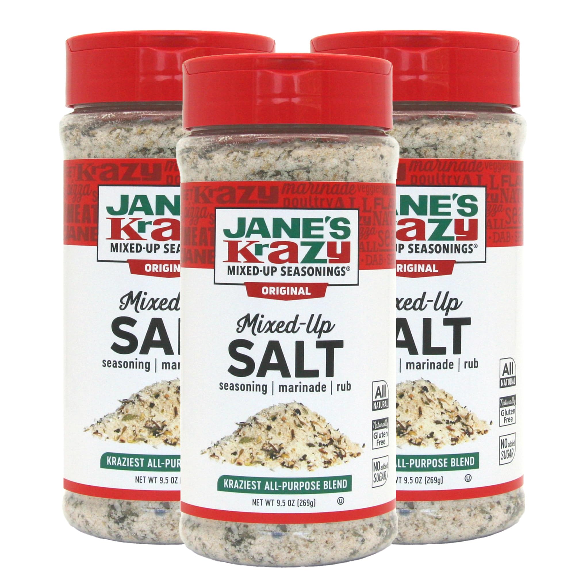 Jane's Krazy frente del empaque mostrando marca y tamaño, fácil identificación
