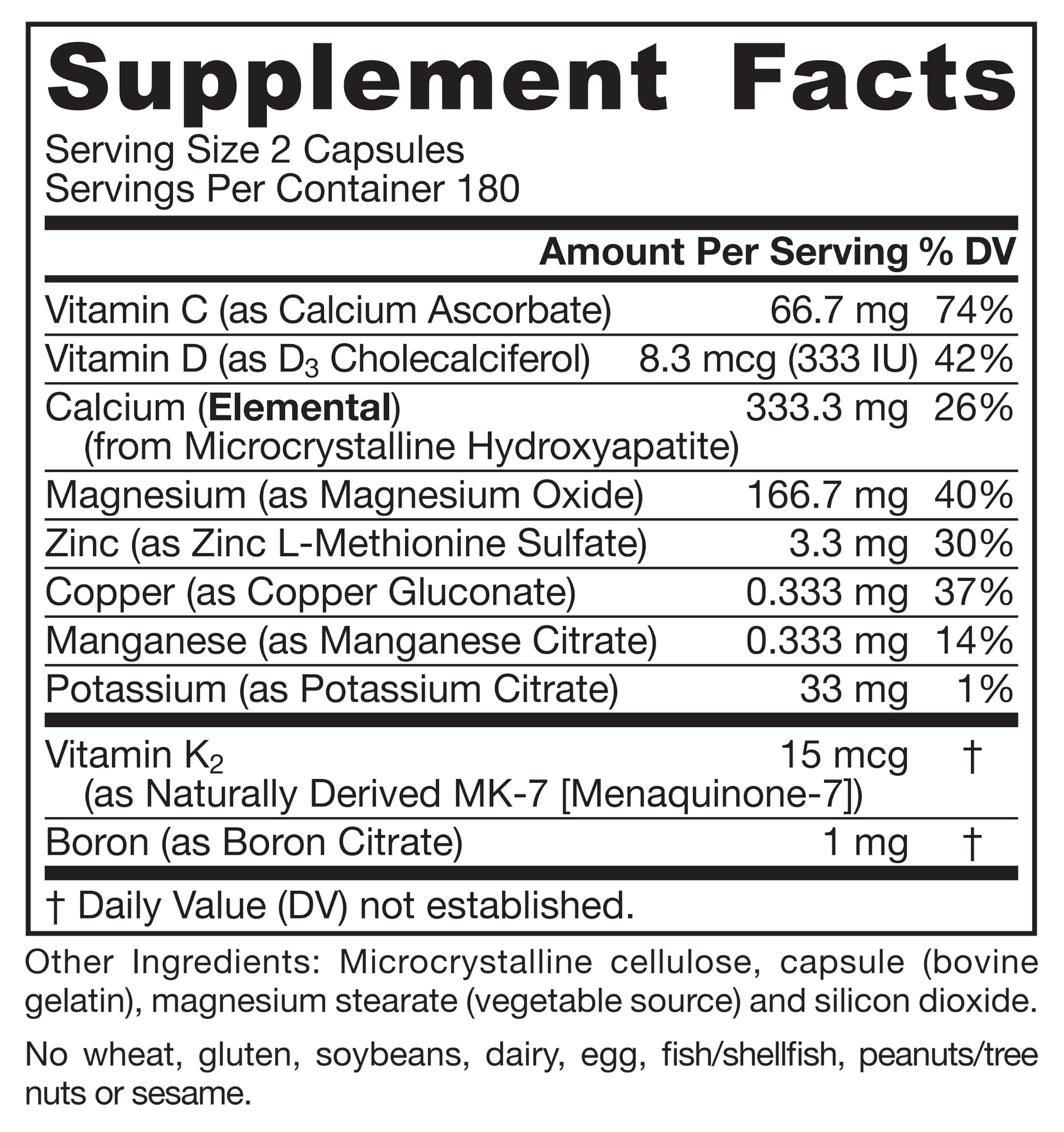 Jarrow Formulas minerales y vitaminas dispuestos mostrando la composición multinutriente