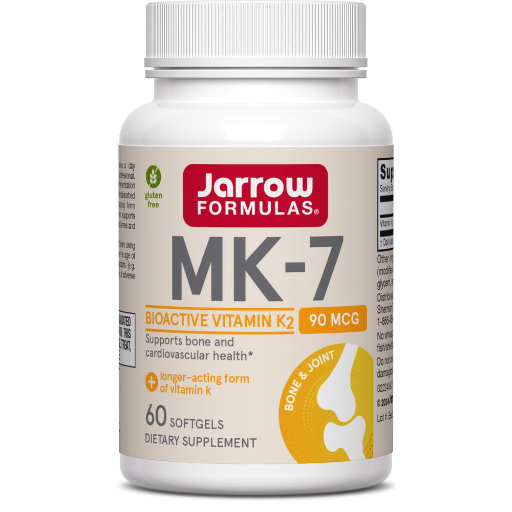 Jarrow Formulas frasco delantero MK-7 mostrando presentación clara y confianza
