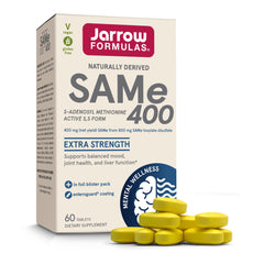 Jarrow Formulas frontal del empaque mostrando 400 mg y 60 tabletas, claridad informativa