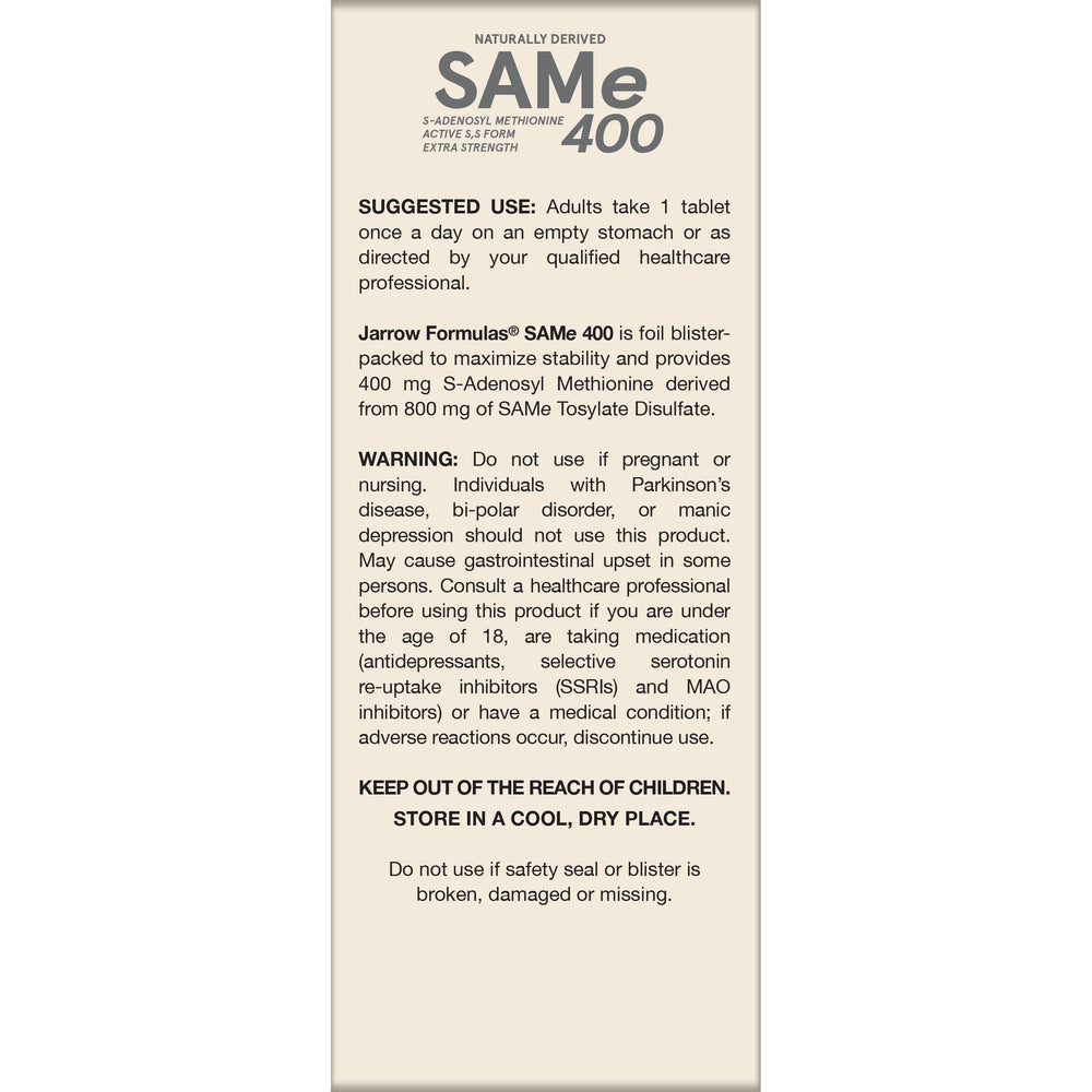 Jarrow Formulas botella abierta con tabletas destacando la cantidad de 60 tomas