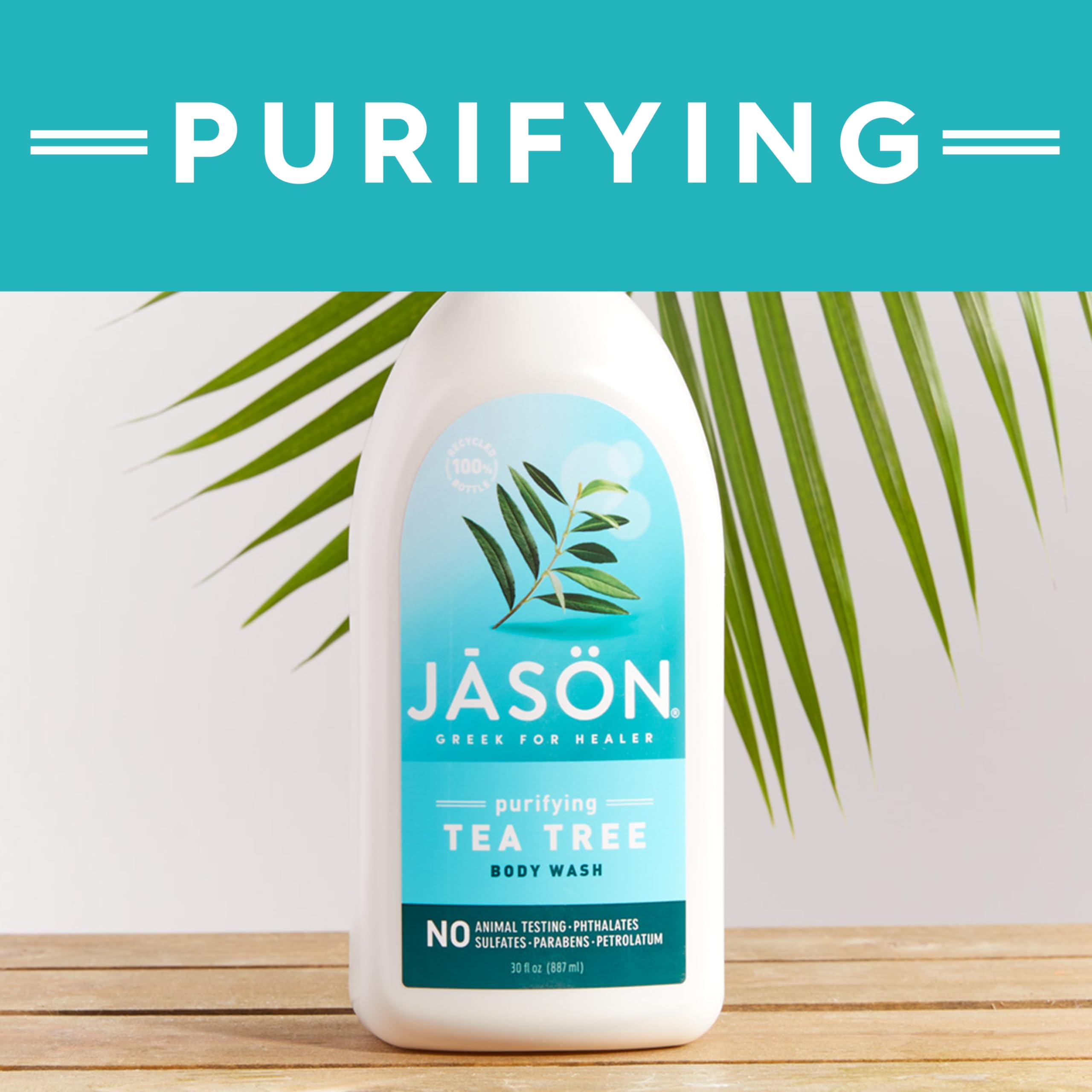 JASON en ambiente de baño relajante mostrando aroma purificante y bienestar