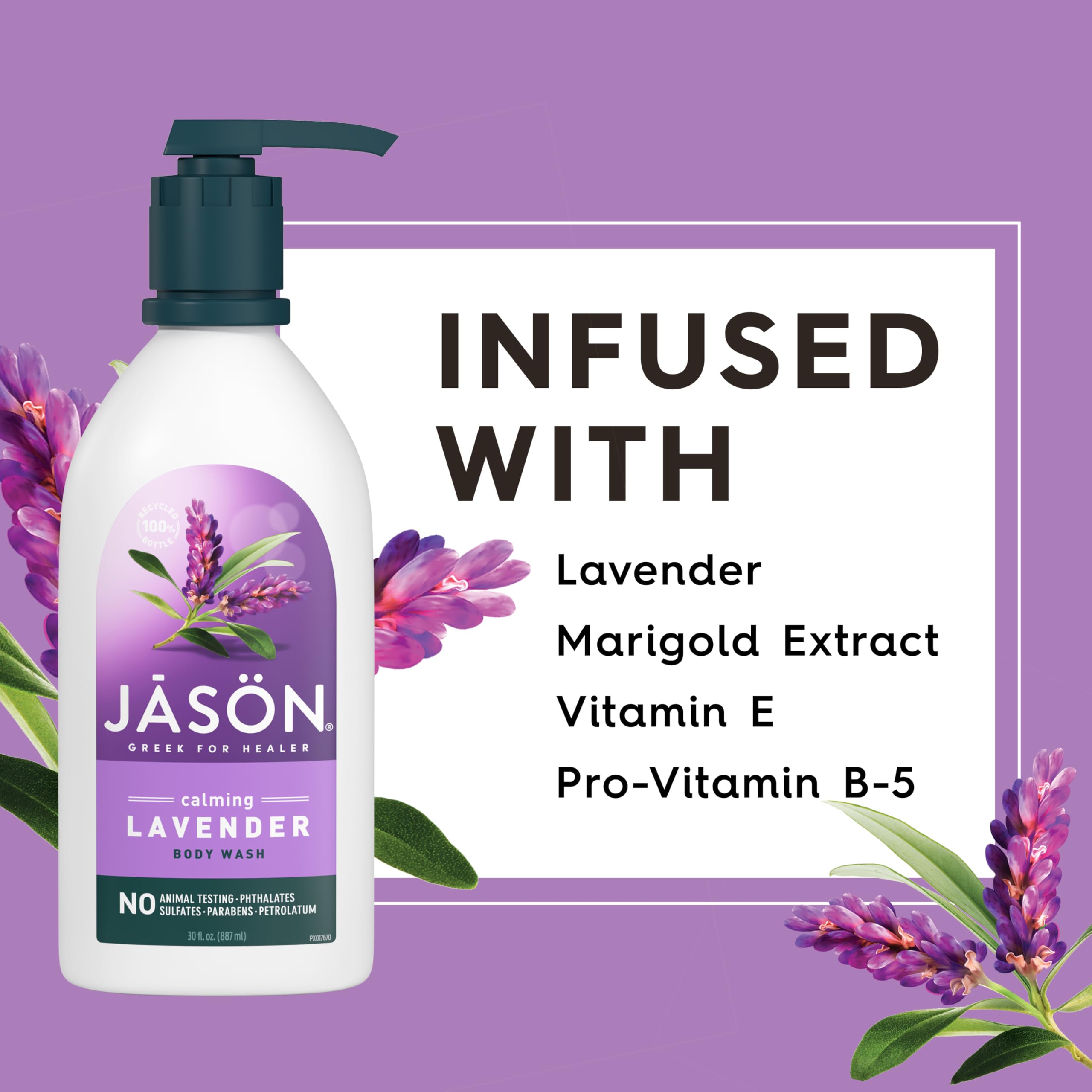 JASON uso en ducha con espuma relajante y aroma de lavanda