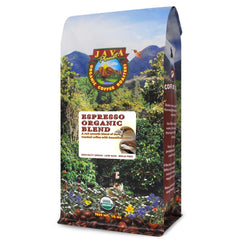 Java Planet frontal del paquete mostrando 16 oz y sello orgánico, claridad y confianza