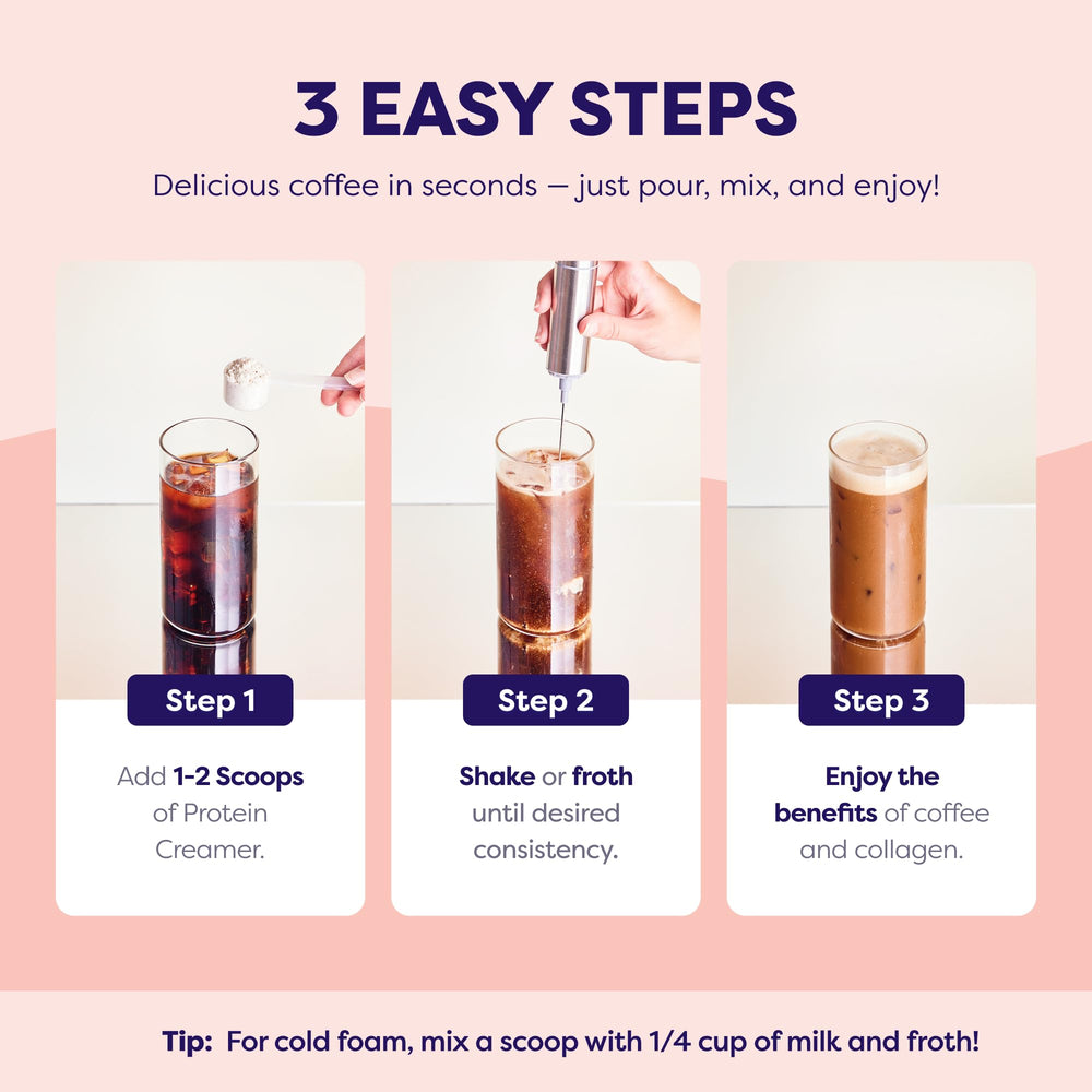 Javvy café helado mezclado con creamer, cremosidad fría y estable