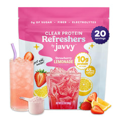 Javvy envase frontal Strawberry Lemonade mostrando formato y marca