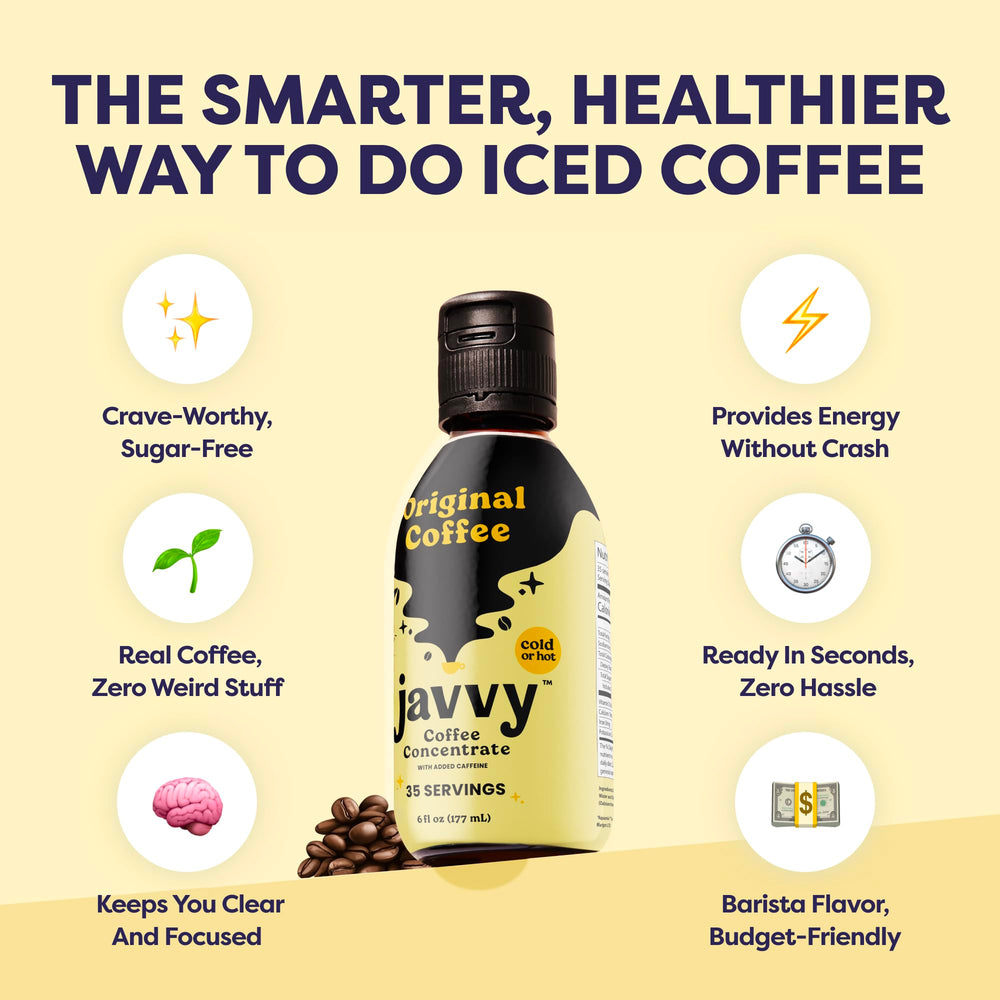 Javvy glass latte with milk froth, demonstrates creamy latte compatibility