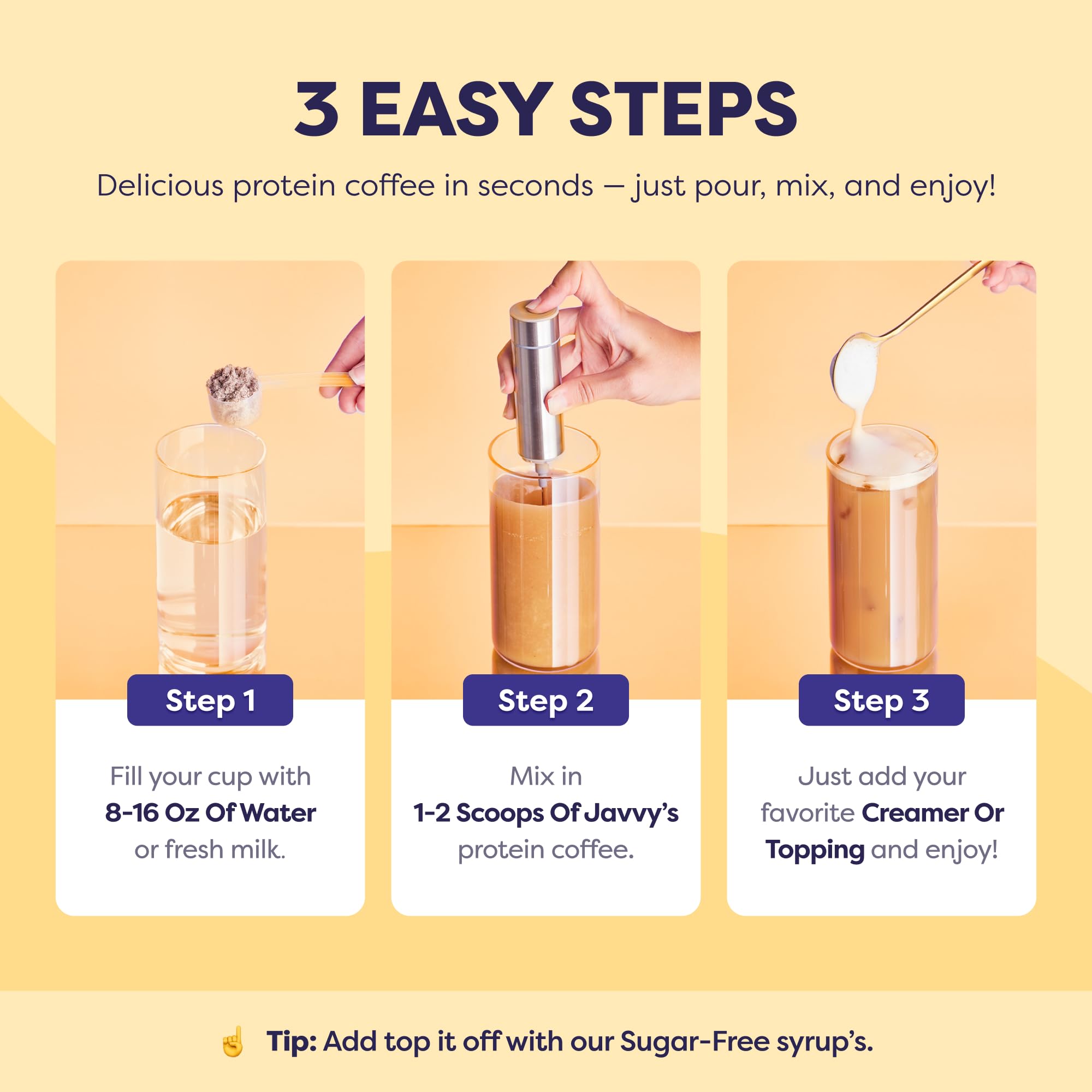 Javvy ingredientes: granos de café y mantequilla de maní, sabor auténtico