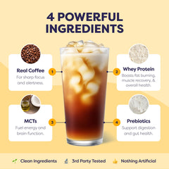 Javvy cucharada con polvo, medida práctica para preparar proteína café