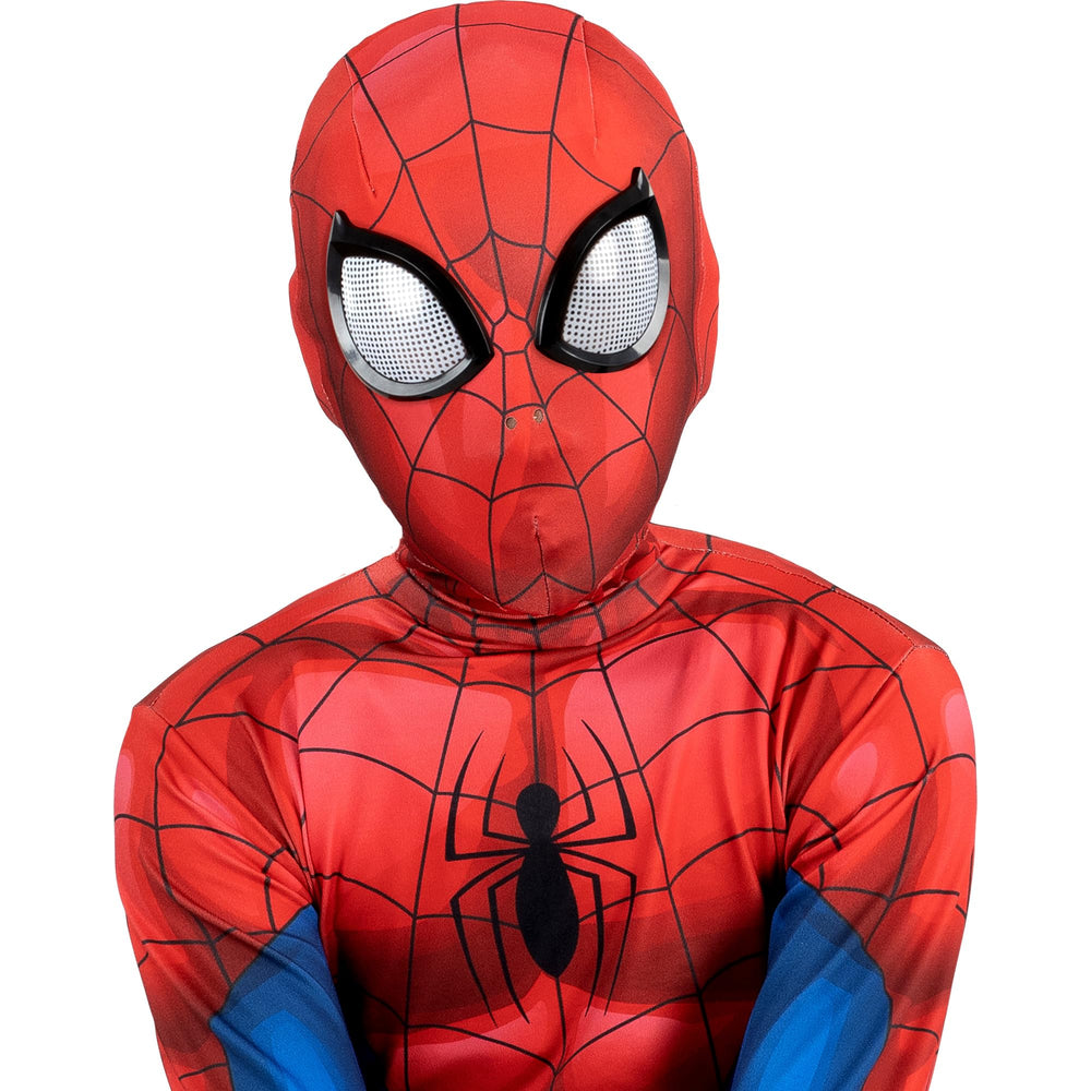 Jazwares Spider-Man niño usando la máscara para juego seguro