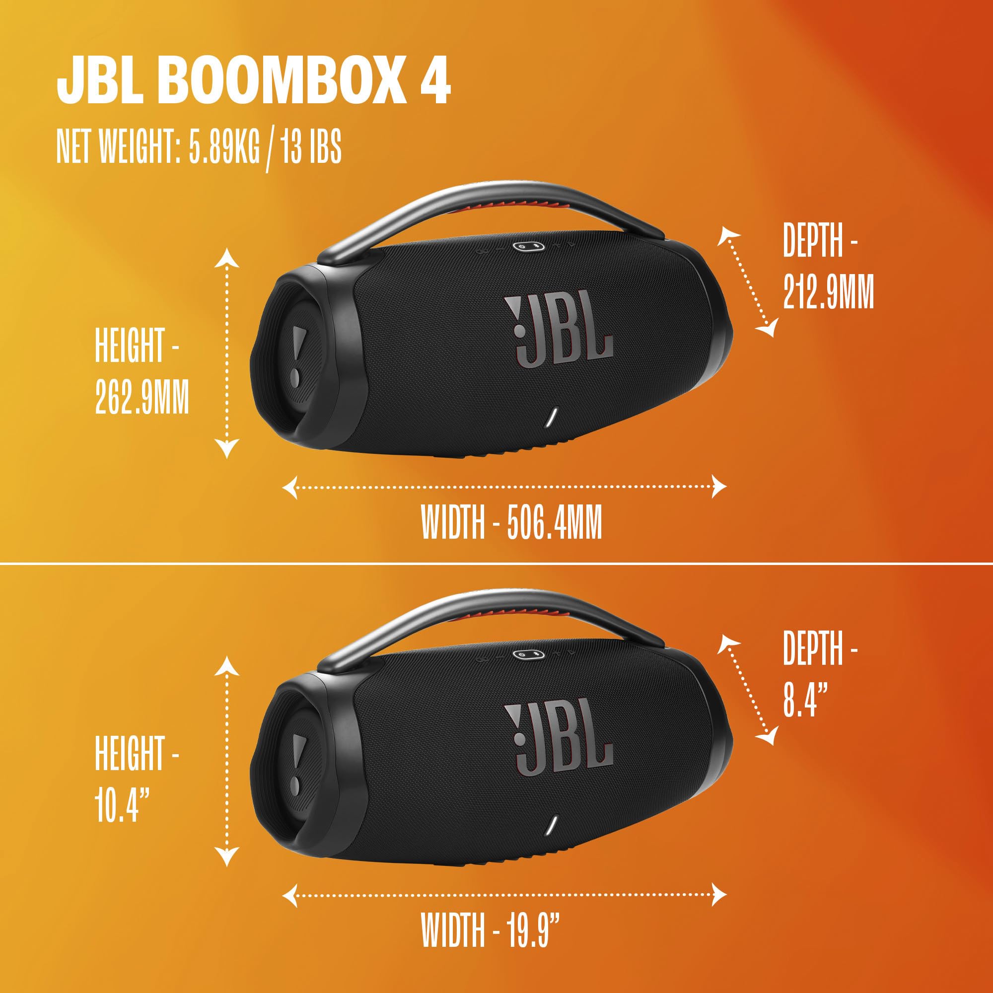 JBL Boombox 4 asa ergonómica fácil de transportar y llevar