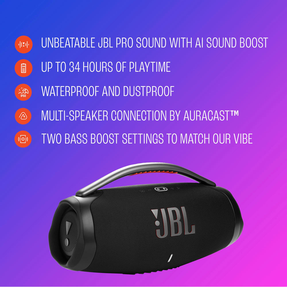 JBL Boombox 4 comparación de tamaño mostrando escala en manos
