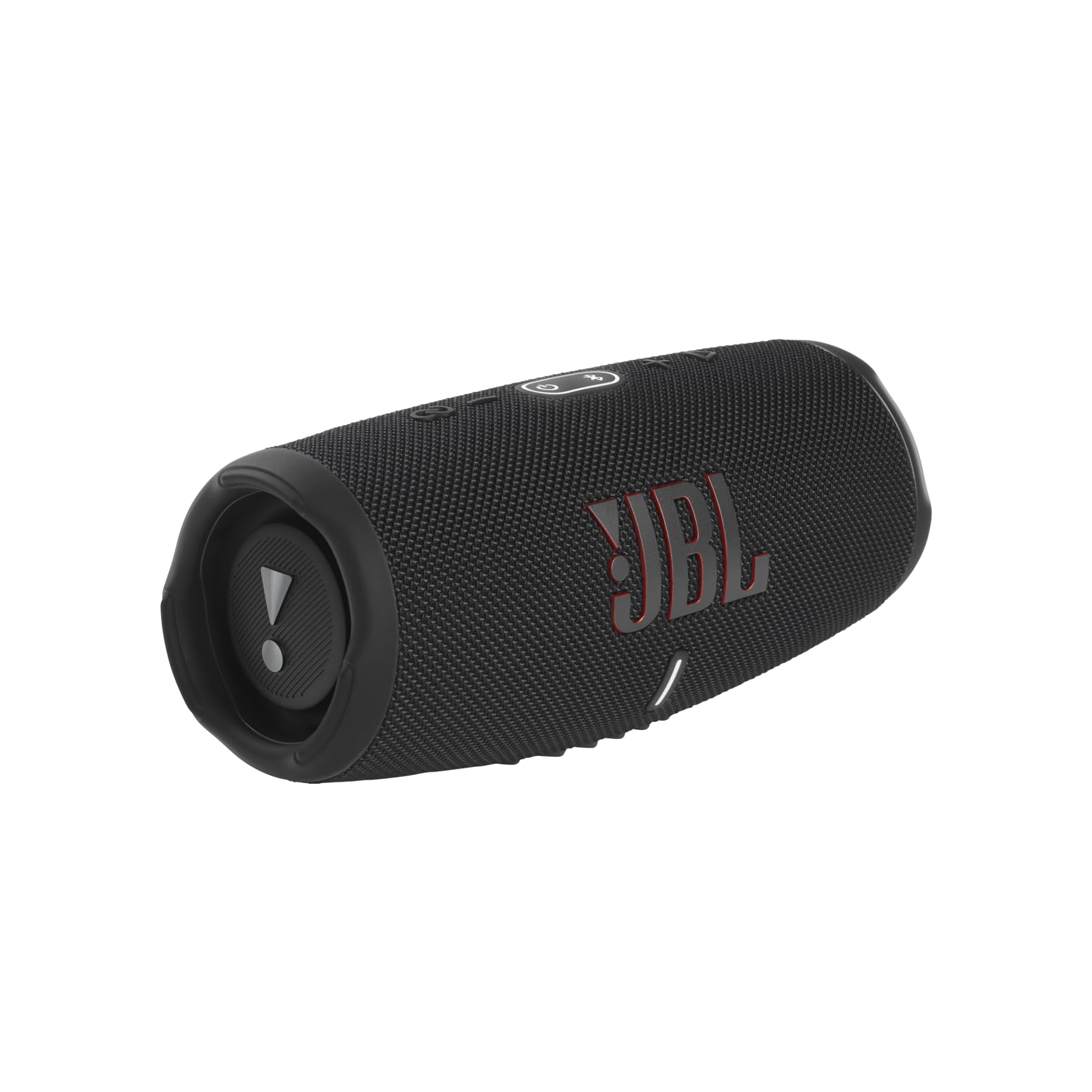 JBL Charge 5 frontal en negro mostrando diseño y potencia