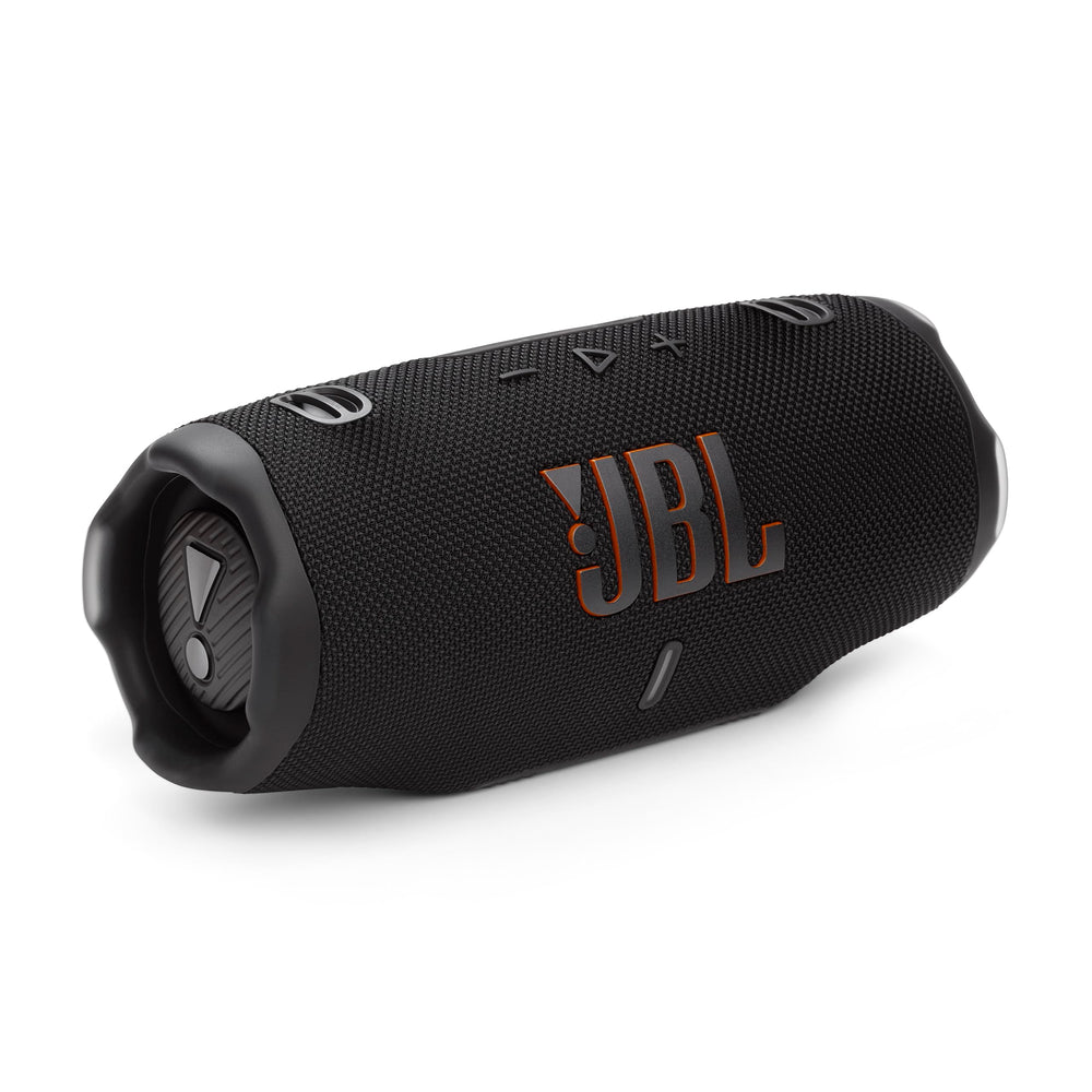 JBL Charge 6 frontal negro mostrando diseño robusto y sonido potente