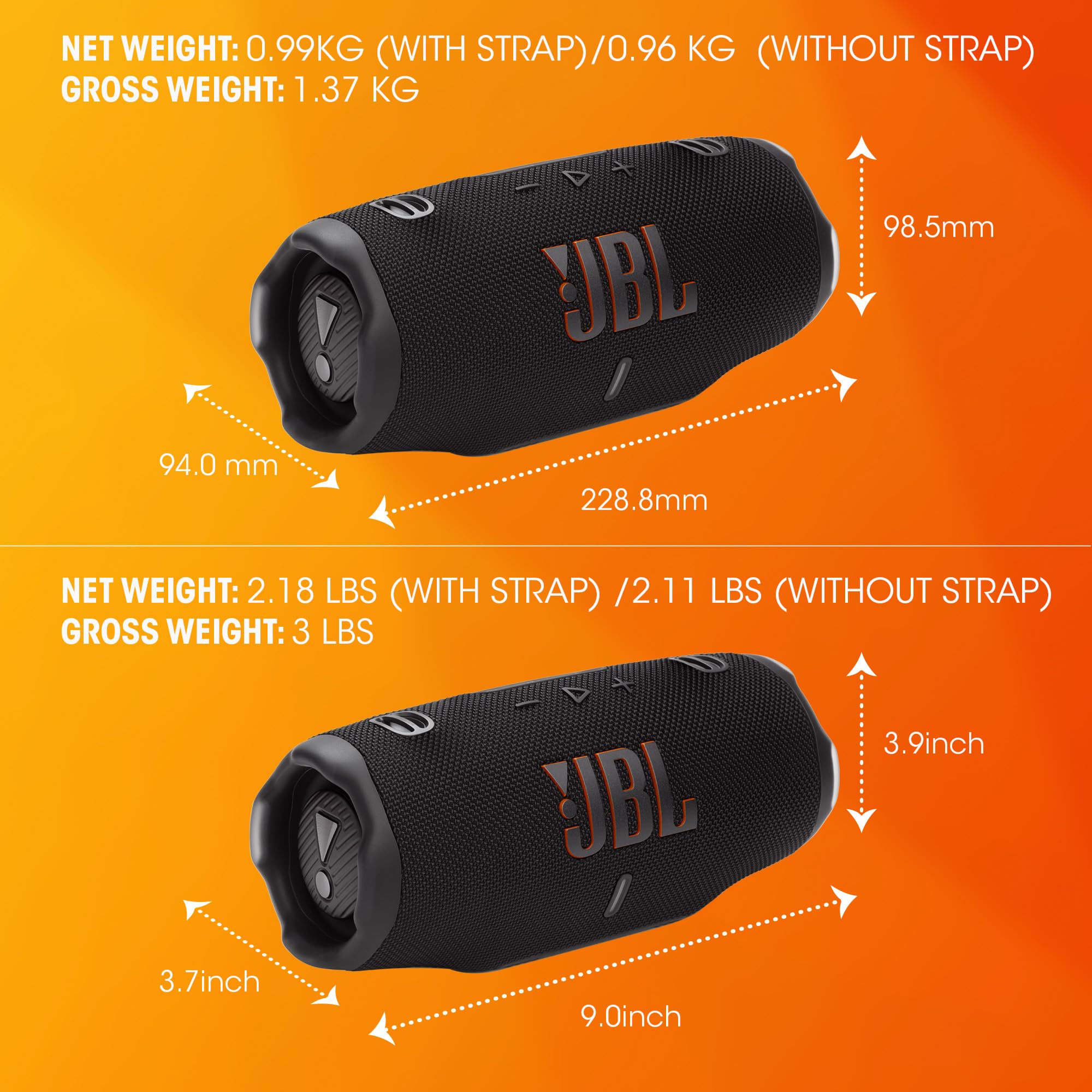 Dos JBL Charge 6 emparejados via Auracast para sonido estéreo